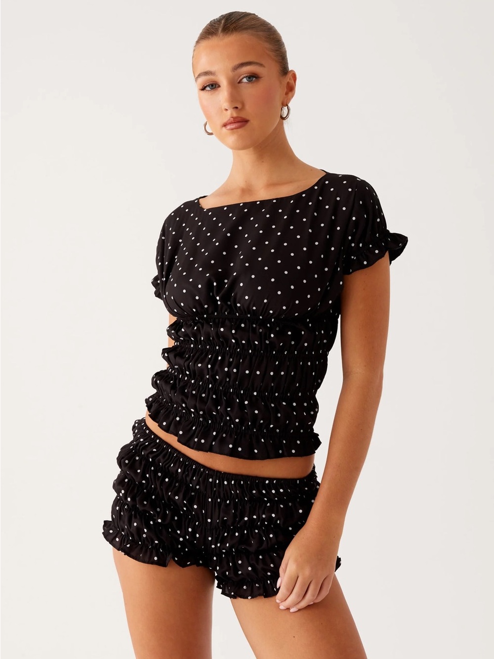Peppermayo black set with White Polka Dots